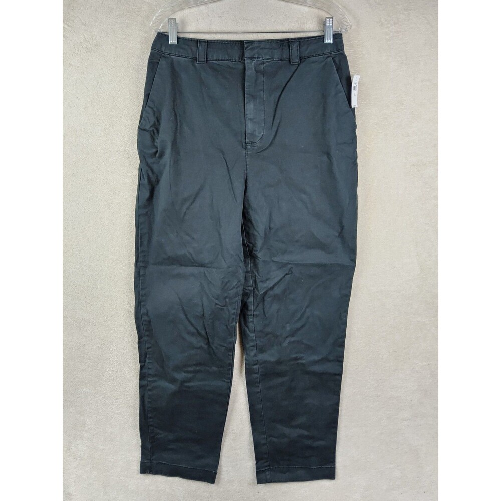Gap Women's Straight Up Flat Front Khakis Chino Pants Black Size 8 Tall
